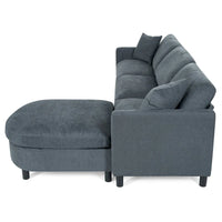 Canapé sectionnel moderne en tissu 108 pouces avec pouf et coussins
