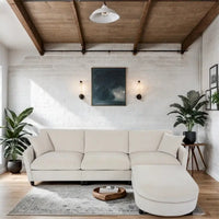 Canapé sectionnel moderne en tissu 108 pouces avec pouf et coussins