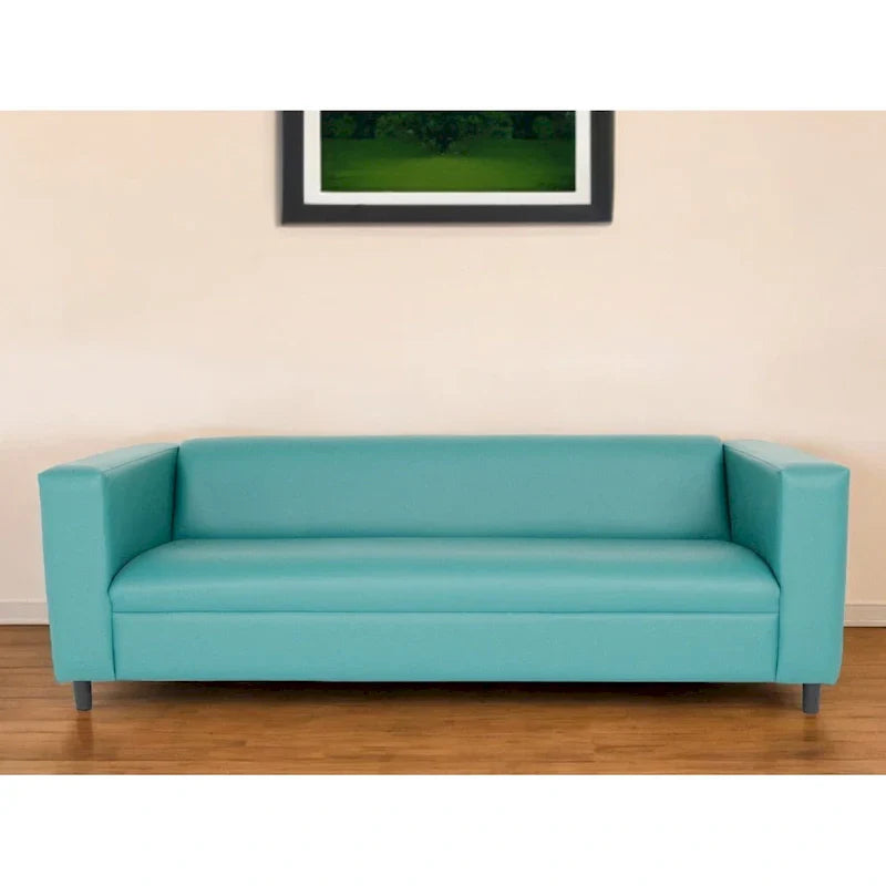 HomeRoots Canapé 84 en faux cuir bleu avec pieds noirs - 84
