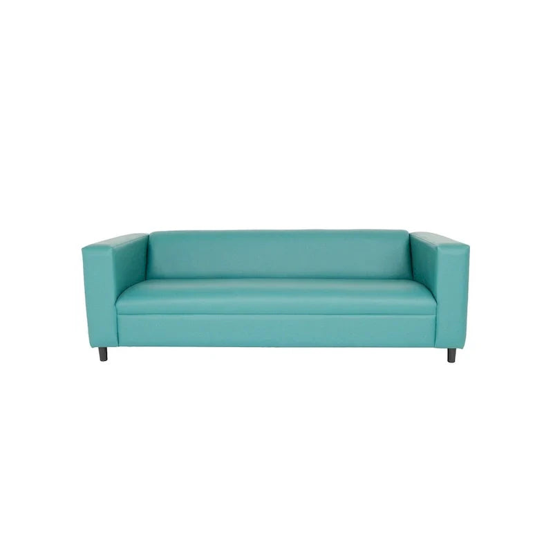 HomeRoots Canapé 84 en faux cuir bleu avec pieds noirs - 84