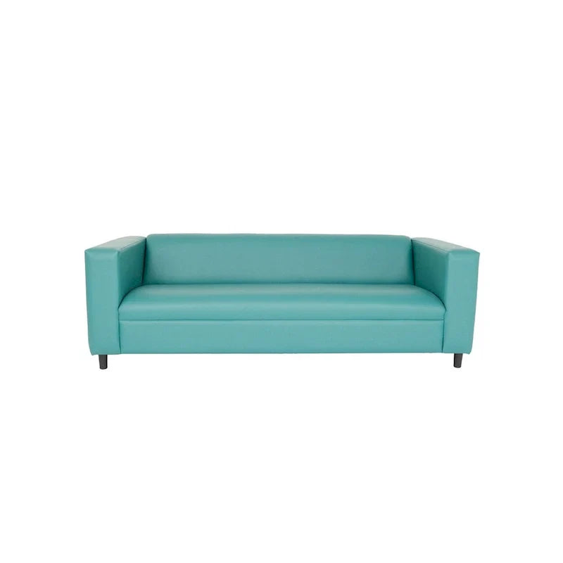 HomeRoots Canapé 84 en faux cuir bleu avec pieds noirs - 84