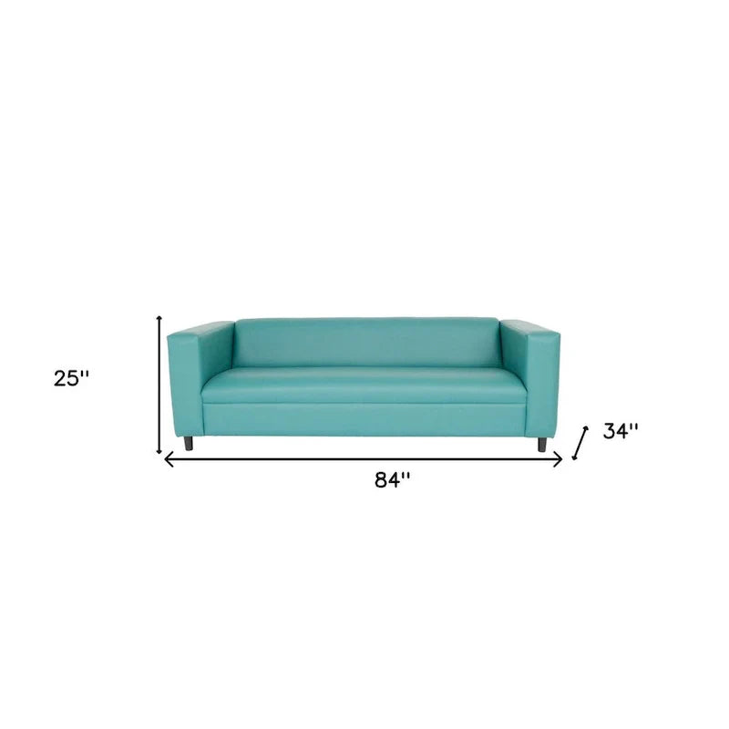 HomeRoots Canapé 84 en faux cuir bleu avec pieds noirs - 84