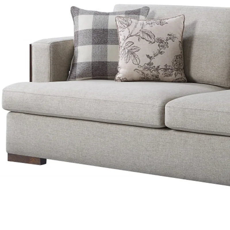 HomeRoots Canapé et coussins de canapé en tissu beige de 92 po avec pieds bruns - 92