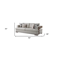 HomeRoots Canapé et coussins de canapé en tissu beige de 92 po avec pieds bruns - 92