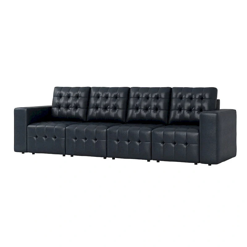 Ottoman en cuir véritable Aurora avec capitonnage de HULALA HOME