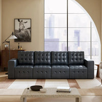 Ottoman en cuir véritable Aurora avec capitonnage de HULALA HOME