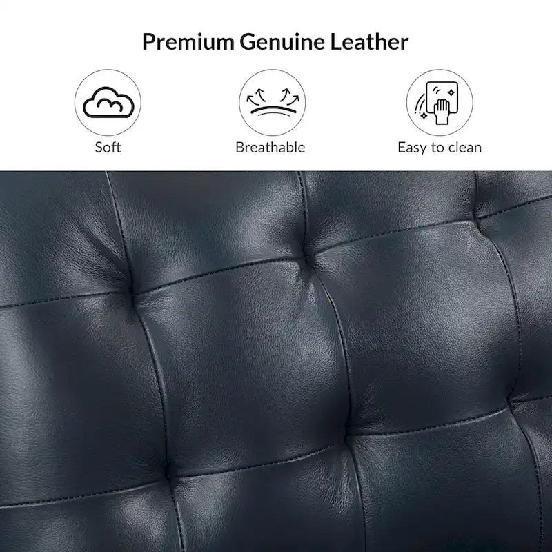 Ottoman en cuir véritable Aurora avec capitonnage de HULALA HOME
