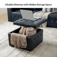 Ottoman en cuir véritable Aurora avec capitonnage de HULALA HOME
