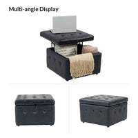Ottoman en cuir véritable Aurora avec capitonnage de HULALA HOME