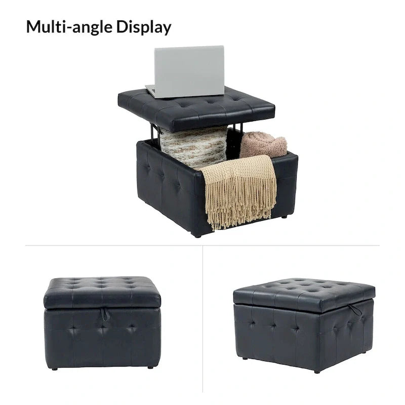 Ottoman en cuir véritable Aurora avec capitonnage de HULALA HOME