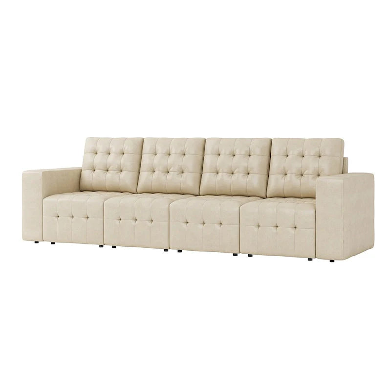 Ottoman en cuir véritable Aurora avec capitonnage de HULALA HOME