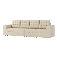 Ottoman en cuir véritable Aurora avec capitonnage de HULALA HOME