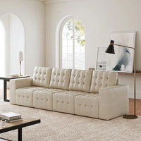 Ottoman en cuir véritable Aurora avec capitonnage de HULALA HOME