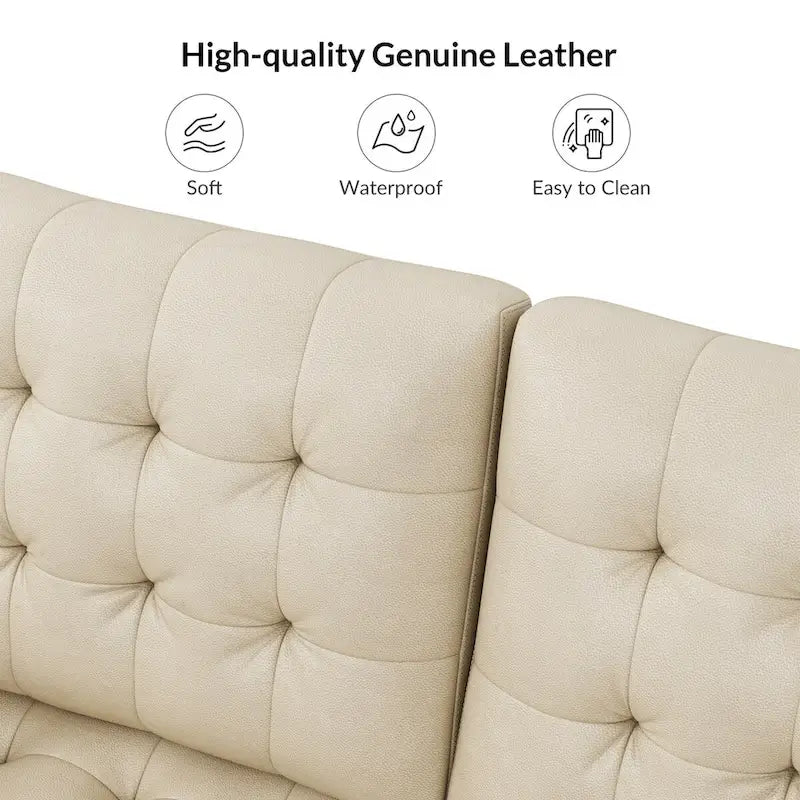 Ottoman en cuir véritable Aurora avec capitonnage de HULALA HOME
