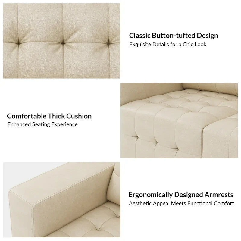 Ottoman en cuir véritable Aurora avec capitonnage de HULALA HOME