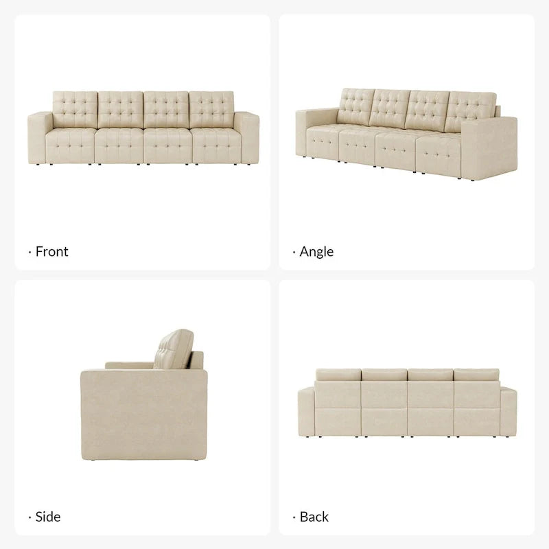 Ottoman en cuir véritable Aurora avec capitonnage de HULALA HOME