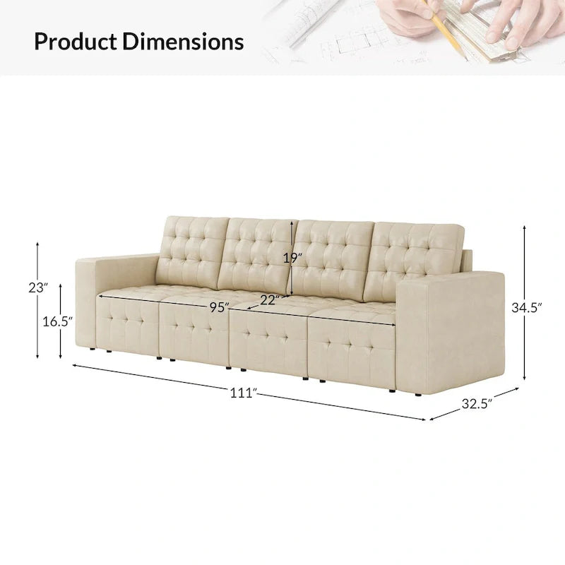 Ottoman en cuir véritable Aurora avec capitonnage de HULALA HOME