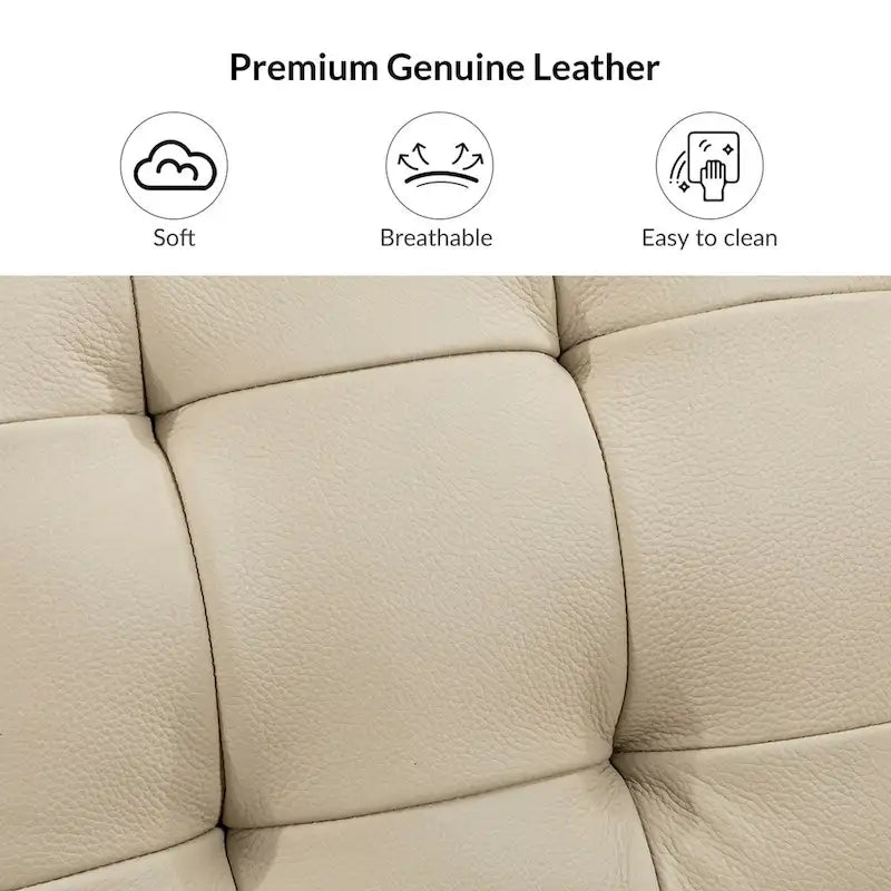 Ottoman en cuir véritable Aurora avec capitonnage de HULALA HOME