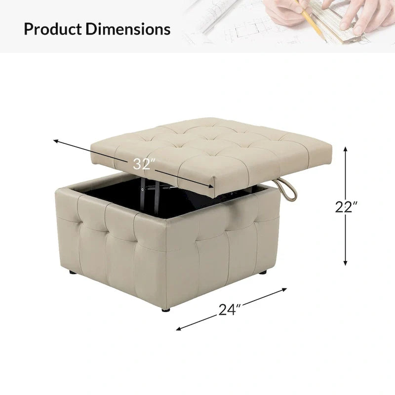 Ottoman en cuir véritable Aurora avec capitonnage de HULALA HOME