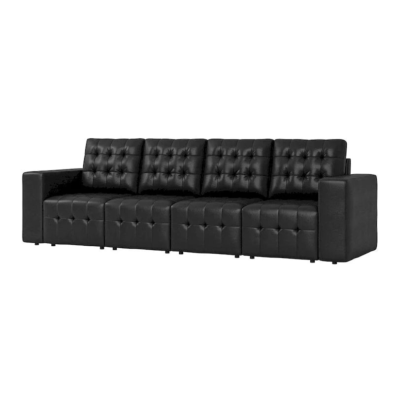 Ottoman en cuir véritable Aurora avec capitonnage de HULALA HOME