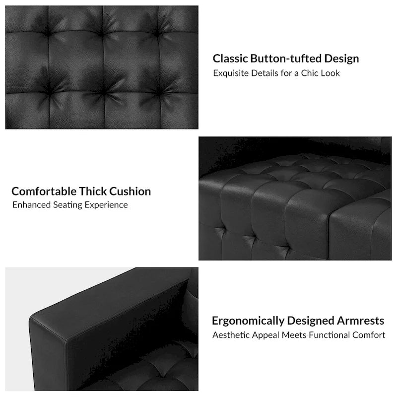 Ottoman en cuir véritable Aurora avec capitonnage de HULALA HOME