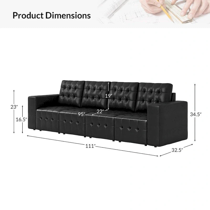Ottoman en cuir véritable Aurora avec capitonnage de HULALA HOME