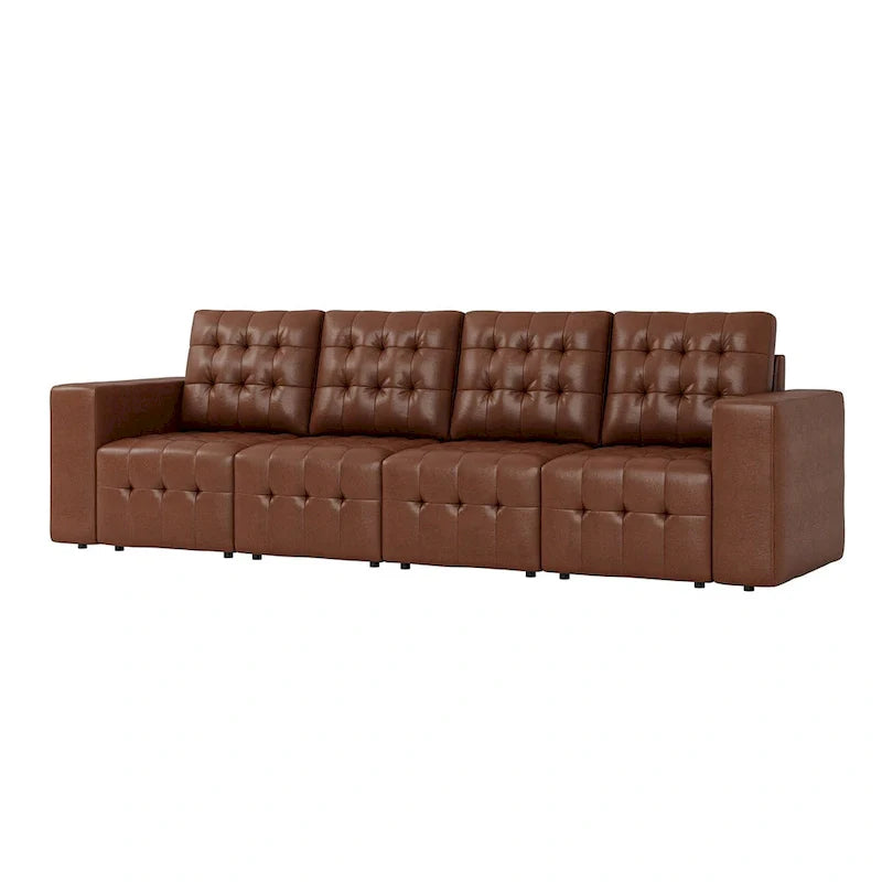 Ottoman en cuir véritable Aurora avec capitonnage de HULALA HOME