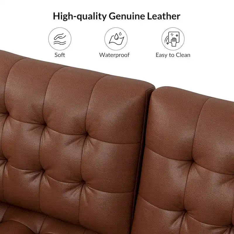 Ottoman en cuir véritable Aurora avec capitonnage de HULALA HOME