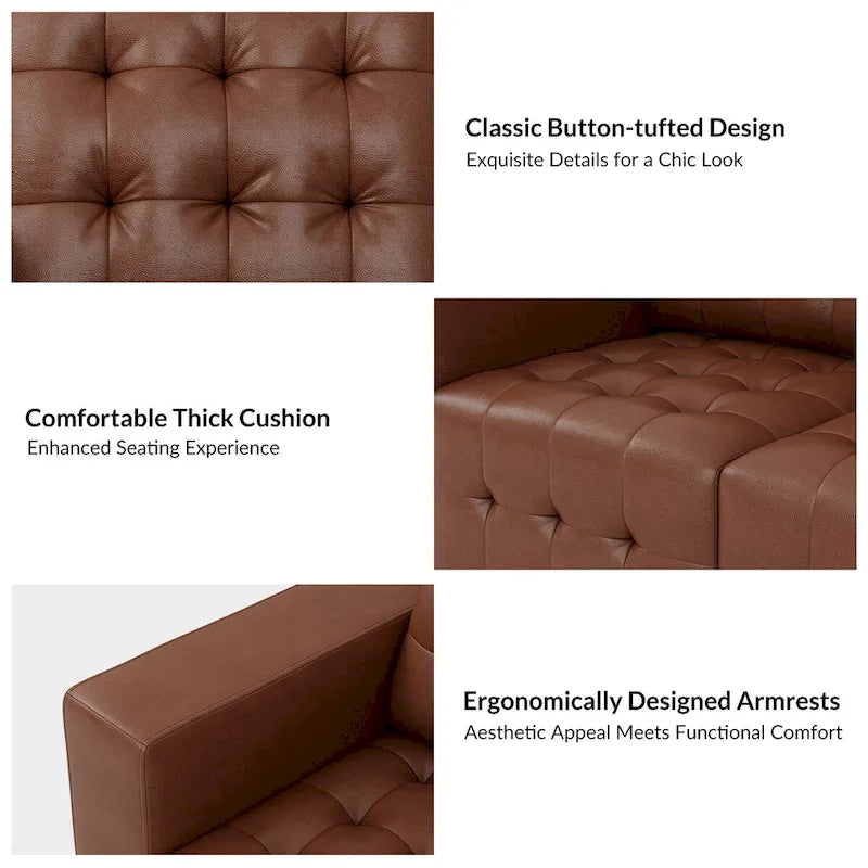 Ottoman en cuir véritable Aurora avec capitonnage de HULALA HOME