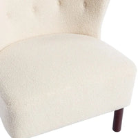 Fauteuil d'appoint, Fauteuil sans accoudoirs rembourré en peau d'agneau Sherpa, Fauteuil simple avec pieds en bois, Fauteuil de lecture moderne pour salon