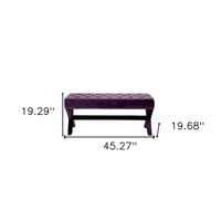 HomeRoots Banc capitonné en velours prune 45 - 45,27L x 19,68W x 19,29H