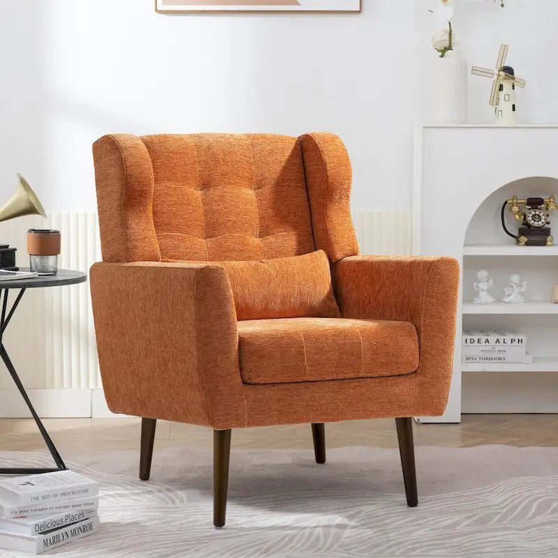 Fauteuil d'appoint mid-century moderne avec coussin de soutien lombaire, lot de 1