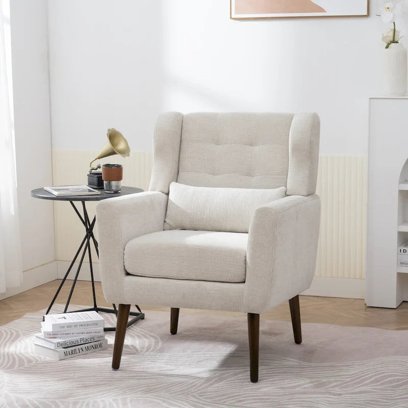 Fauteuil d'appoint mid-century moderne avec coussin de soutien lombaire, lot de 1