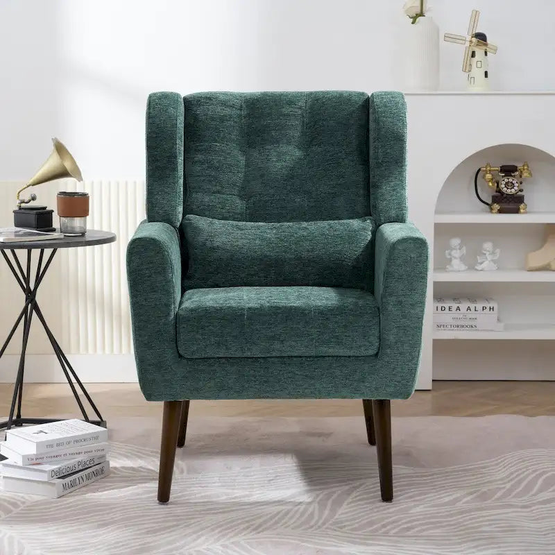 Fauteuil d'appoint moderne du milieu du siècle avec coussin lombaire, lot de 1