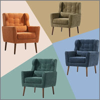Fauteuil d'appoint mid-century moderne avec coussin de soutien lombaire, lot de 1