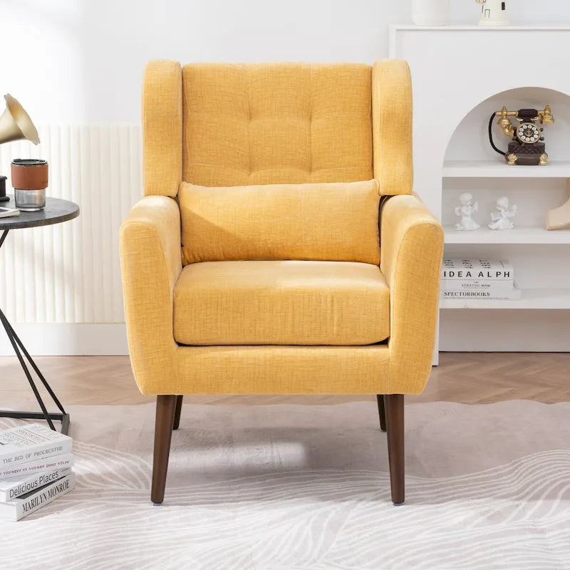 Fauteuil d'appoint moderne du milieu du siècle avec coussin lombaire, lot de 1