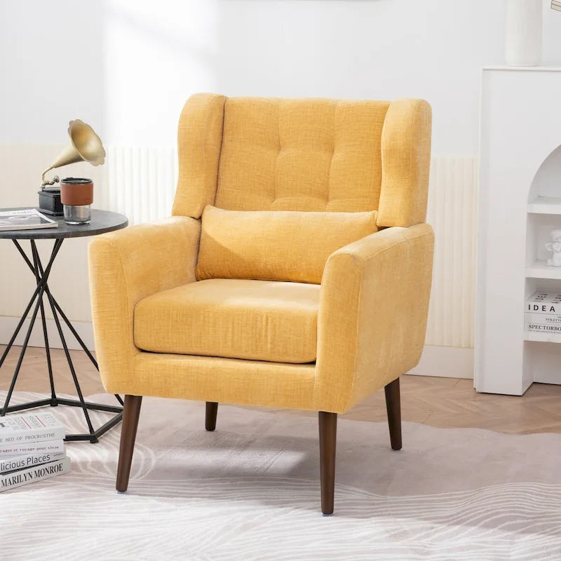 Fauteuil d'appoint mid-century moderne avec coussin de soutien lombaire, lot de 1