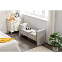Banc de rangement en velours pour chambre à coucher avec garniture en métal doré pour salon, chambre à coucher, intérieur