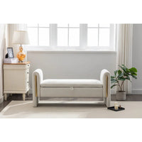Banc de rangement en velours pour chambre à coucher avec garniture en métal doré pour salon, chambre à coucher, intérieur
