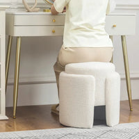 Adeco Pouf Rond Ottoman Tabouret en Peluche pour Salon et Chambre à Coucher