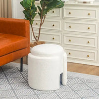 Adeco Pouf Rond Ottoman Tabouret en Peluche pour Salon et Chambre à Coucher
