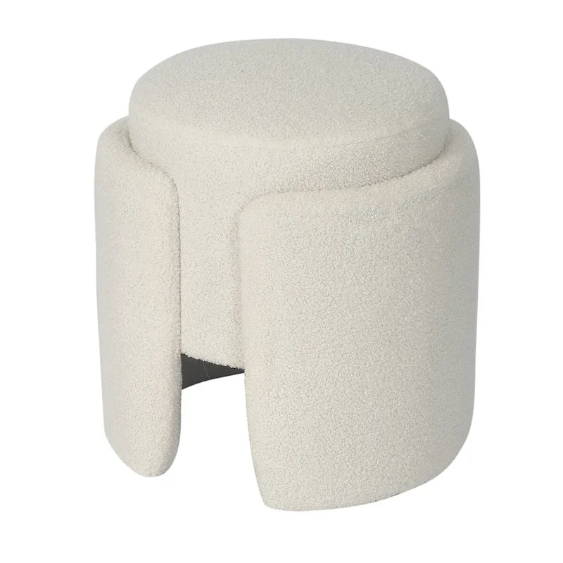 Adeco Pouf Rond Ottoman Tabouret en Peluche pour Salon et Chambre à Coucher