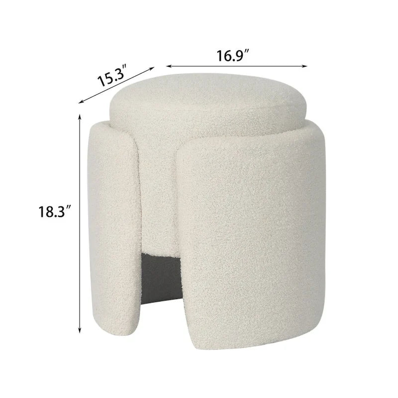 Adeco Pouf Rond Ottoman Tabouret en Peluche pour Salon et Chambre à Coucher