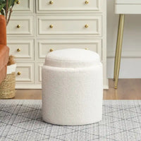 Adeco Pouf Rond Ottoman Tabouret en Peluche pour Salon et Chambre à Coucher