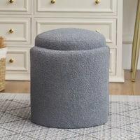 Adeco Pouf Rond Ottoman Tabouret en Peluche pour Salon et Chambre à Coucher
