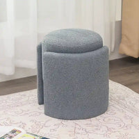 Adeco Pouf Rond Ottoman Tabouret en Peluche pour Salon et Chambre à Coucher