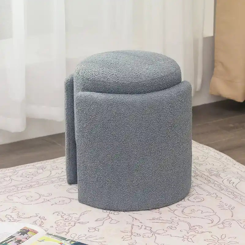 Adeco Pouf Rond Ottoman Tabouret en Peluche pour Salon et Chambre à Coucher