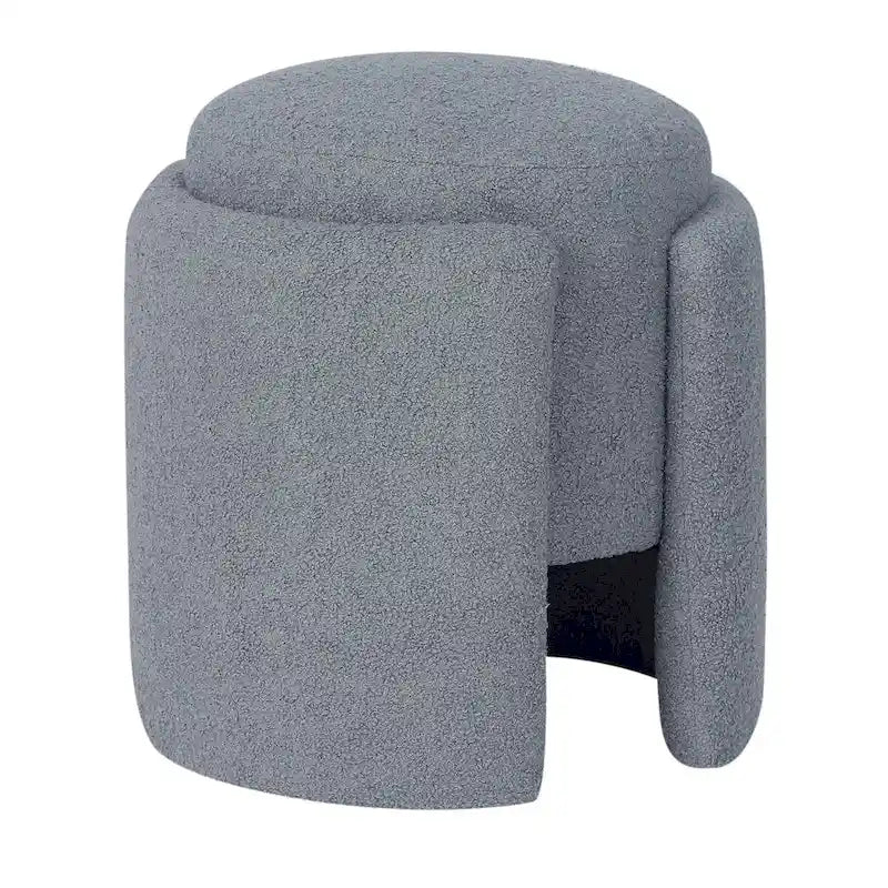 Adeco Pouf Rond Ottoman Tabouret en Peluche pour Salon et Chambre à Coucher