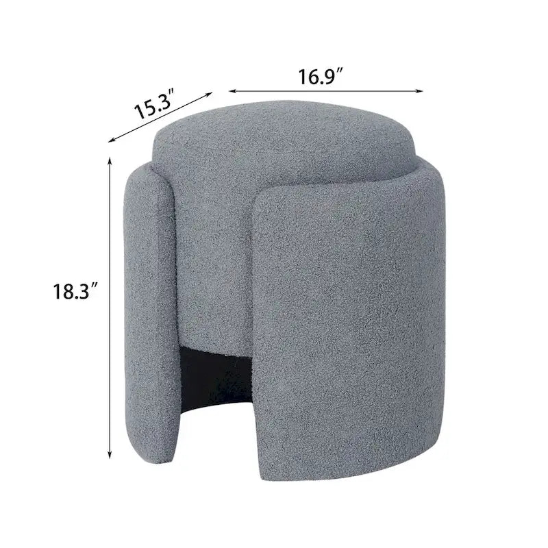 Adeco Pouf Rond Ottoman Tabouret en Peluche pour Salon et Chambre à Coucher