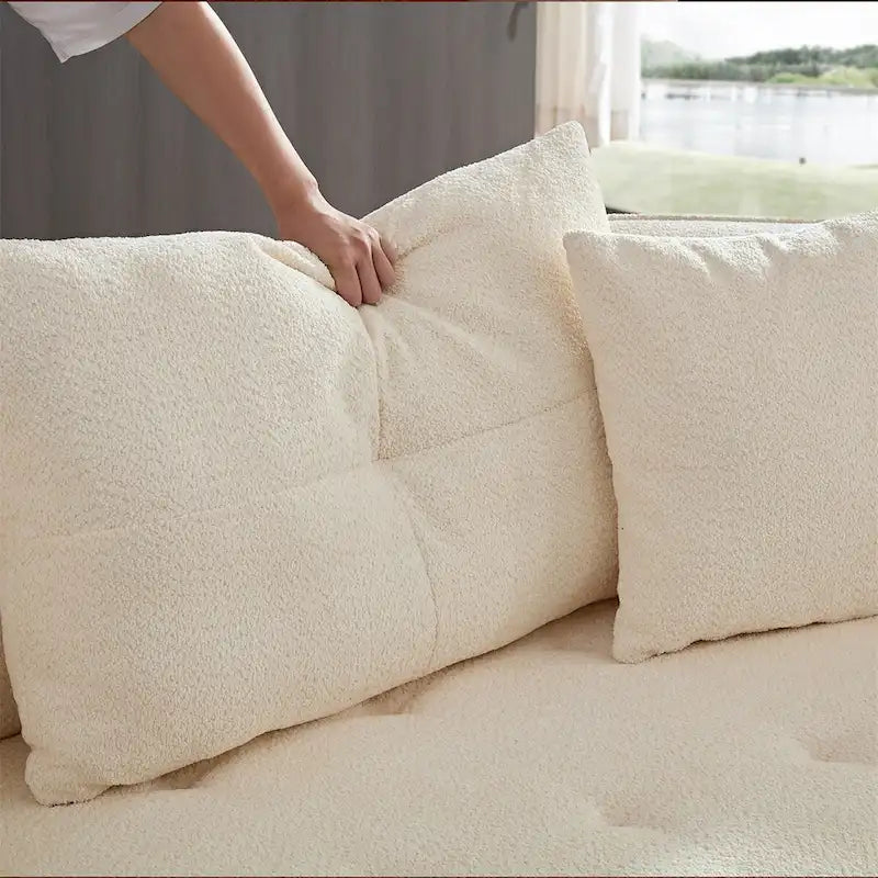 Canapé sectionnel avec coussins amovibles, tissu durable, structure en bois massif